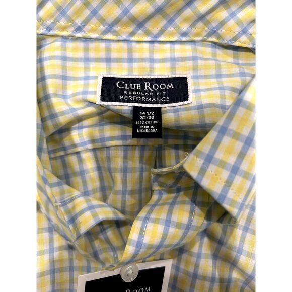 Club Room Mens Regular Fit Shirt Stretch Plaid Button Up Neck 14.5 Sleeve 32/33 - Picture 7 of 7